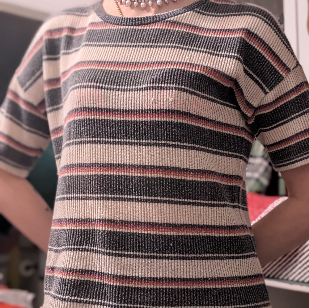 Striped Short Sleeve Knit American Eagle Top/Shirt